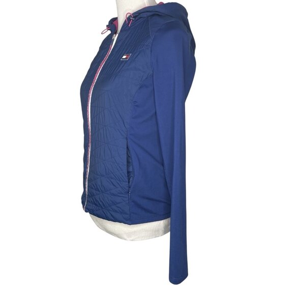 Tommy Hilfiger Womens Jacket Size Small Hooded Full Zip Active Thumbholes Blue - Picture 5 of 8
